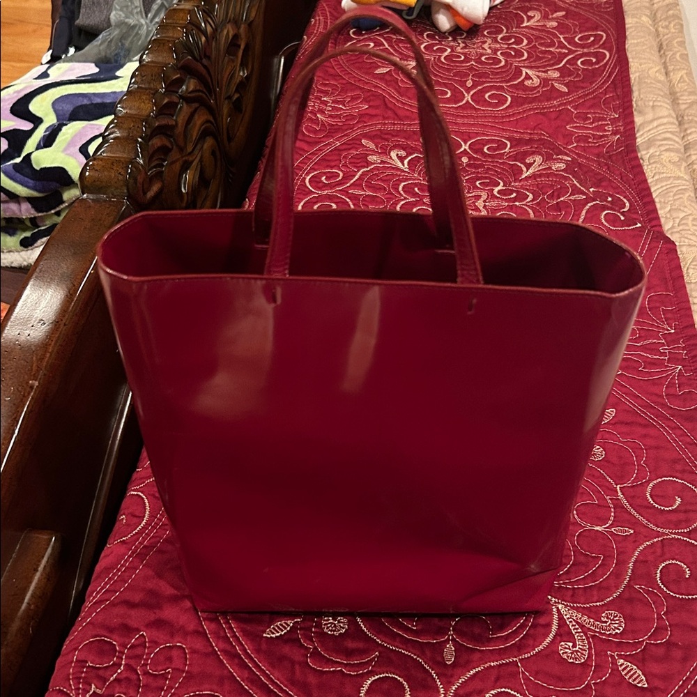 Prada Red Leather Tote Bag - Picture 8 of 13